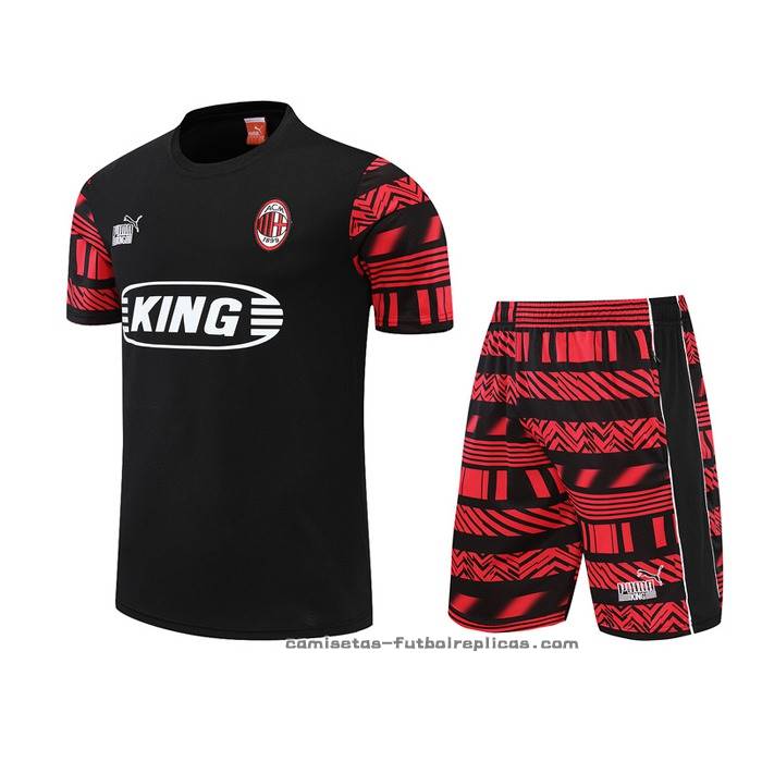 Chandal del AC Milan Manga Corta 2022-2023 Negro - Pantalon Corto